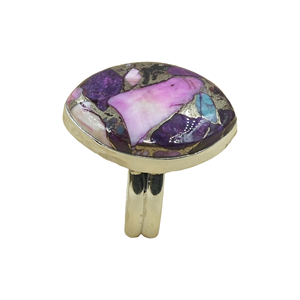 Pink Blue Copper Turquoise 925 Sterling Silver Handmade <b>Statement</b> <b>Ring</b> Marquise Shape Mosaic Inlay Unique Designer JewelryWomen - Product Image 1