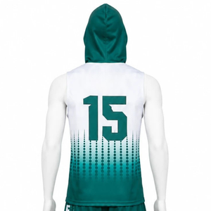 Conjunto de Camiseta y Pantalones Cortos de Fútbol 7v7 con Capucha Degradada para Niños, Uniformes de Equipo Juvenil sin Mangas, Diseño de Sublimación Personalizado con Números Impresos - Product Image 4