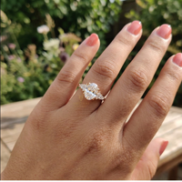 Bague de fiançailles solitaire en diamant ovale VVS de 1 carat certifié IGI, cultivé en laboratoire, avec pierres latérales marquise, classique, en or massif 18 carats pour femme