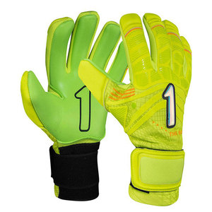 Gants de gardien de but de football pour perfectionnistes, en cuir, à doigts entiers, à lacets, antidérapants, respirants, avec protection du pouce et poignet réglable - Product Image 1