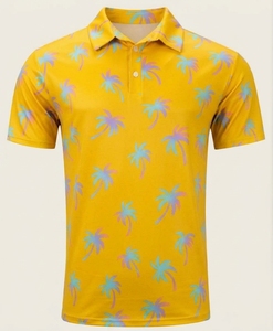 Polo de Manga Corta para Hombre, Ligero, Transpirable, de Colores Sólidos, con Diseño de Palmeras, de Secado Rápido, en Oferta - Product Image 4