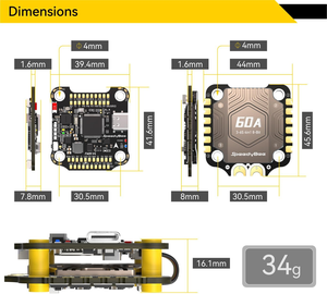 ชุดควบคุมการบิน SpeedyBee F405 V4 STM32F405 ICM42688P 60A Stack พร้อม ESC 30 30 สำหรับอะไหล่ RC FPV - Product Image 5