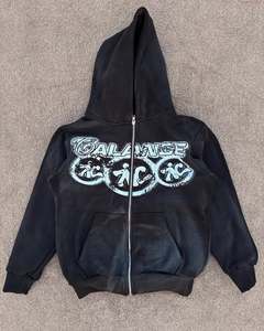 OEM Custom Men's Pullover Hoodie Set 100% Cotton Vintage Style Embossed Embroidery Patch Puff Printing Acid Washed for Autumn - Product Image 3