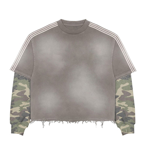 เสื้อยืดโอเวอร์ไซส์แขนยาวพิมพ์ลายฮาร์ลีย์ ควินน์ สำหรับผู้ชาย ยี่ห้อ IBEX สไตล์สตรีทแวร์ คอกลม แต่งขอบตัดกัน ผ้าฝ้ายทอ - Product Image 4