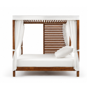 Cama de Día de Lujo para Exteriores, Tipo Cabaña de Madera, con Cortinas Blancas, para Resort, Piscina, Patio, Jardín, Villa, Hotel, Muebles de Relajación - Product Image 3