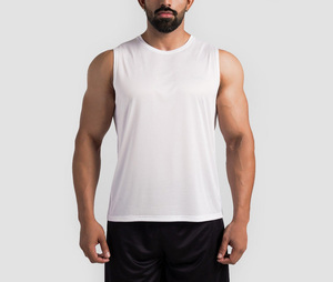 Running Sports Casual Anti-Static Streetwear Knitted Weaving Custom <b>Logo</b> Breathable Silk Screen Printed Men's Summer Tank Top - Product Image 1