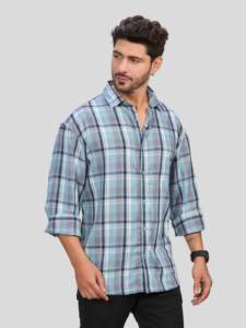 เสื้อเชิ้ตลายสก๊อตผู้ชาย แขนสามส่วน ปกคอพับ ผ้าฝ้าย 100% ระบายอากาศได้ดี เหมาะสำหรับใส่ในฤดูหนาว - Product Image 1