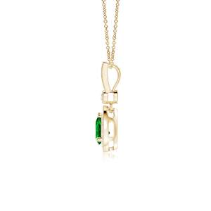 14K <b>Solid</b> <b>Gold</b> Natural Emerald Pear-Shaped Emerald And Pave Diamond Halo PendantClassic Fine Jewellery Anniversary Gift For Her - Product Image 3