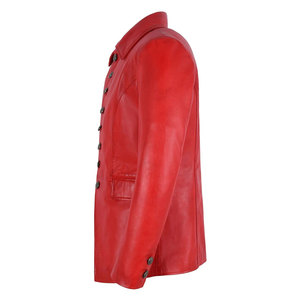 Chaqueta Roja para Hombre, Estilo Gótico Elegante, Chaqueta Camisera de Piel de Cordero Auténtica, Cierre de Botones, Forro de Poliéster, Superventas - Product Image 4