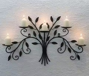 Support mural décoratif en fer forgé pour bougies, décoration d'intérieur, accent pour salon - Product Image 5