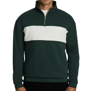Sudadera de invierno para hombre, 100% algodón, con cremallera de un cuarto, diseño de paneles personalizados, color sólido, sudadera con cremallera extragrande para hombre - Product Image 1