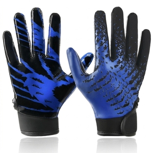 Full Finger Football Gloves <b>Blue</b> Black Sublimation Print Non Slip Outdoor Sport Unisex All Seasons Hook And Loop Closure - Product Image 1