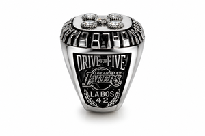 1987 Lakers World Champions <b>Ring</b> Silver Plated Stainless Steel Cocktail <b>Ring</b> Men's Classic Style Cubic Zirconia - Product Image 2