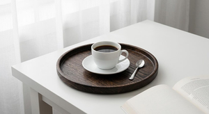 Bandeja Redonda de Madera para Servir con Borde Elevado, Acabado Rústico, Bandeja Decorativa para Exhibir Alimentos, Café y Té - Product Image 4