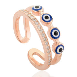 Anillo de Compromiso Vintage de Plata de Ley con Baño de Oro Rosa de 18K, Diamantes CZ con Engaste en Canal y Patrón de Cierre, para Bodas y Ocasiones Especiales - Product Image 1