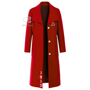 Delta |   Sigma |   Manteau en laine Theta Sorority pour femmes, coupe ajustée, long, avec ceinture, fermeture à boutons, vêtement décontracté et formel - Product Image 2