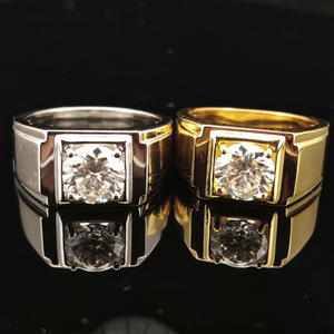 GRA Certified Round Brilliant Cut Moissanite <b>Ring</b> 925 Sterling Silver 18K Gold Plated Hiphop Unisex <b>Men</b> Wedding Band Jewelry - Product Image 5