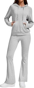 Conjunto de Sudadera con Capucha y Pantalones de Felpa para Mujer, 2 Piezas, Color Sólido, Corte Holgado, Casual, Manga Larga, 100% Algodón, Transpirable - Product Image 4