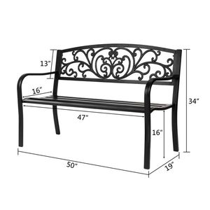 50\" Iron and PVC Outdoor Courtyard Decorative Leisure Bench for Parks Patio Furniture - Product Image 3