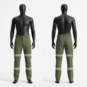 Premium Cotton Polyester Corduroy Eco-Friendly Waterproof Breathable Work Pant 280 GSM Olive Green <b>Cargo</b> <b>Trousers</b> Reflective - Product Image 1