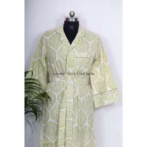 ชุดเดรสผ้าฝ้ายอินเดีย เสื้อเชิ้ตผู้หญิง เสื้อผ้าฝ้ายพิมพ์ลายทำมือ เสื้อเชิ้ตผ้าฝ้ายโบฮีเมียน พิมพ์ลาย  เสื้อผ้าผู้หญิงไซส์ใหญ่ - Product Image 4