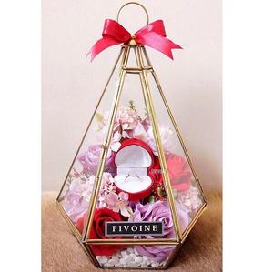 Lanterne décorative pour la maison, porte-bougie en verre, finition dorée, lanterne élégante en métal doré et verre - Product Image 2