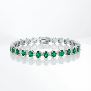 Bracelet tennis en or 14 carats avec émeraudes, bijoux en pierres précieuses naturelles, bijoux fins pour femmes, bijoux personnalisés, fabricant OEM - Product Image 5
