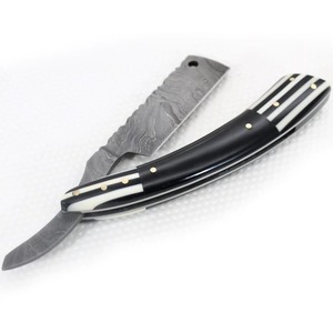 Navaja de Afeitar Recta de Acero de Damasco, Plegable, Vintage, Manual, para Hombre, Herramienta de Barbería con Elegante Mango de Madera - Product Image 4