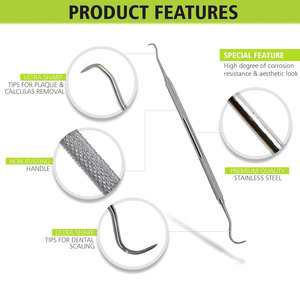 Kit d'outils dentaires pour soins bucco-dentaires, 5 pièces, professionnel, en acier inoxydable, cure-dent, gratte-tartre, pincettes, miroir buccal - Product Image 5