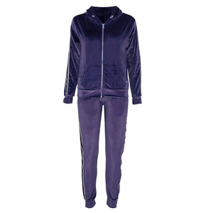 Autumn Women Velour Tracksuit Set 2 Piece Pink Crop <b>Top</b> Jogger Pants Lightweight Breathable Windproof Sportswear Custom OEM - Product Image 1