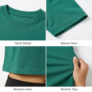 เสื้อยืดครอปผู้หญิง ผ้าฝ้าย แขนสั้น คอกลม ทรงเข้ารูป สไตล์ลำลอง - Product Image 6