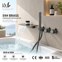 Ensemble de douche cascade mural en laiton massif sur mesure avec mitigeur pour baignoire, ensemble de douche encastré et douchette à main pour projets hôteliers