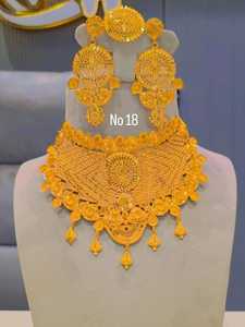 AWAIS HOUSE Women's Engagement Party Wedding Anniversary Gift Diamond Necklace/<b>Bracelet</b> Set 6 Gram Gold Plated Brass Hiphop - Product Image 4