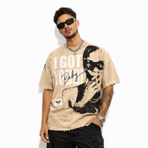 T-shirt graphique vintage surdimensionné personnalisé 2026 unisexe streetwear en coton délavé marron effet vieilli style punk - Product Image 6