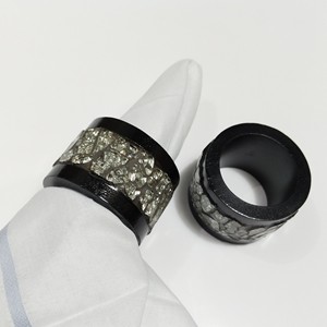Juego de Anillos para Servilletas de Resina Negra, Porta Servilletas Decorativo para Mesa, Accesorio Hecho a Mano para Mesa de Comedor, Anillo para Servilletas con Incrustaciones de Cristal, para Bodas - Product Image 1