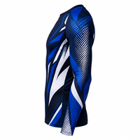 Maillot de compression unisexe à manches longues en polyester et élasthanne respirant 140g, motif graphique bleu, pour entraînement MMA et lutte, personnalisable