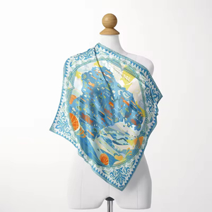 Nouveau design rétro bohème, foulards bandana effet soie, haute qualité, durables, séchage rapide, unisexe, motif bleu - Product Image 2