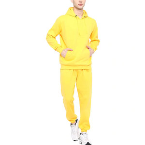 Ensemble de survêtement jaune à capuche pour homme, manches longues, couleur unie, sweat-shirt et pantalon décontractés avec poches latérales, coupe classique, pour l'automne - Product Image 6