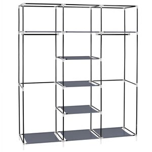 Organizzatore Portatile a Doppia Asta per Armadio, 175 cm, in Tessuto Non Tessuto Grigio - Product Image 3