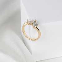 Bague Toi et Moi en or massif 14 carats avec diamants de culture poire et ovale pour femme – Cadeau de fiançailles moderne pour elle et moi