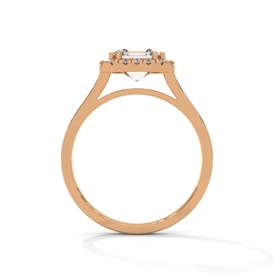 Women's 14K Rose Gold Lab Grown Diamond Halo <b>Ring</b> <b>Emerald</b> Cut Engagement Wedding Jewelry - Product Image 3