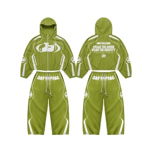 Conjunto de Chándal Cortavientos Personalizado Unisex de Invierno Tallas Grandes, Chaqueta con Capucha y Pantalones Ligeros de Poliéster, Estilo Urbano, OEM Privado - Product Image 1