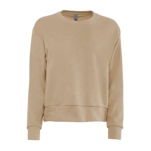 Vente en gros de sweat-shirt en molleton éponge pour femme Tan pull ras du cou en daim pour femme sweat-shirt ample imprimé de lettres - Product Image 4