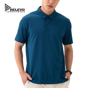เสื้อเชิ้ตแขนสั้นสีน้ำเงินล้วนสำหรับผู้ชาย RELEVO INDUSTRIES ผ้าฝ้ายแคนวาสถัก 100% แห้งเร็ว สวมใส่สบายๆ - Product Image 1