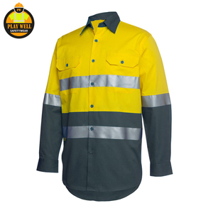 Camiseta de Seguridad de Alta Visibilidad Naranja para Hombre, Camisetas de Construcción 100% Poliéster Reflectantes de Manga Larga, Ropa de Trabajo - Product Image 1