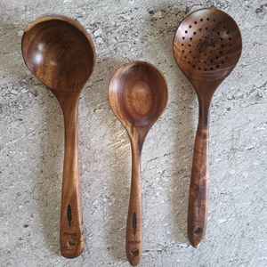 Juego de Utensilios de Cocina de Madera de Teca Modernos y Sencillos, Aptos para Lavavajillas - BINSADIQ CRAFTS - Product Image 6