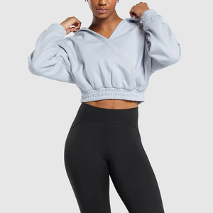 Nueva Sudadera con Capucha Corta para Mujer, Estilo Único, Cuello en V, Manga Larga, Sudadera con Capucha Elegante - Product Image 1