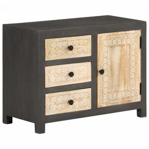 Grey And White Solid Mango Wood Rectangular <b>Sideboard</b> Antique Design Metal Handle Home Furniture - Product Image 1