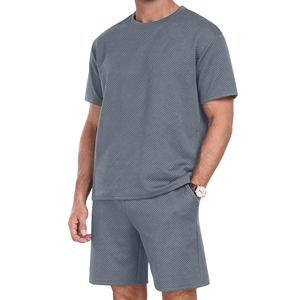 Nouvel Arrivage Ensemble T-shirt et Short Homme Streetwear Simple d'Été Oversize Col Rond Couleur Unie Séchage Rapide 100% Polyester - Product Image 2