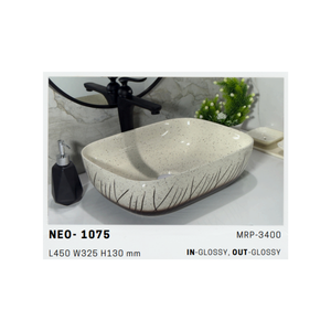 Lavabo de Cerámica Contemporáneo Serie Neo 1075, Lavabo de Sobremesa para Interiores Elegantes - Product Image 1